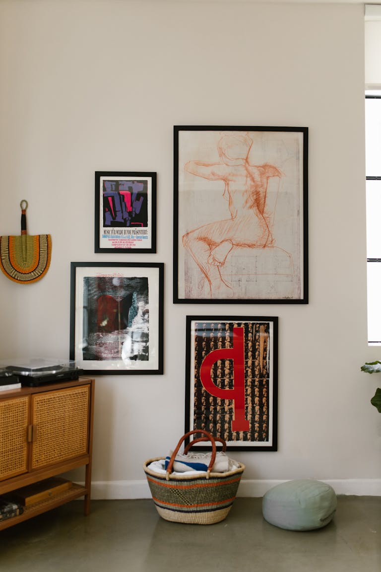 Elegant interior featuring modern wall art and decor elements, perfect for home design inspiration.