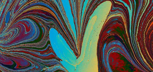 Vibrant abstract acrylic painting with swirling colors and dynamic texture.